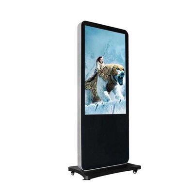 Tekerlekler ve Kamera ile 55 inç Taşınabilir LCD Reklam Zemin Standı Kiosk