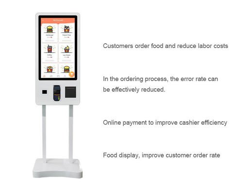 32&quot; Kat Ayaklı Taşınabilir Dijital Tabela Self - Servis Siparişi Restoran için Ödeme Kiosku