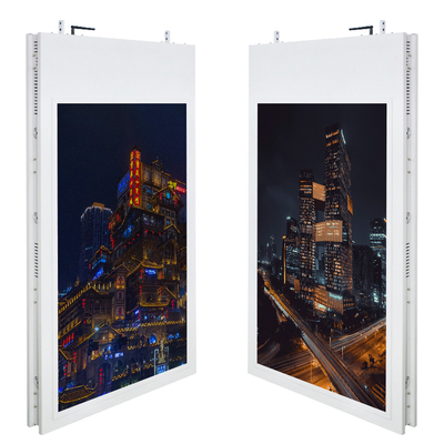 55 '' Asılı Çift Taraflı Ticari Dijital Tabela Ekranları, Pencere Ekranları İçin Ultra Yüksek Parlaklık